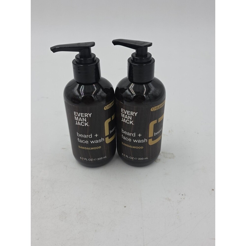 2 EVERY MAN JACK BEARD FACE WASH SANDALWOOD Cleanses Beard and Skin (2 PACK)
